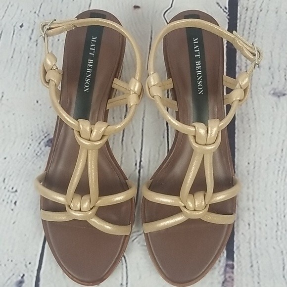 Matt Bernson gold & brown cork heel rope sandals size 8 - Picture 4 of 9